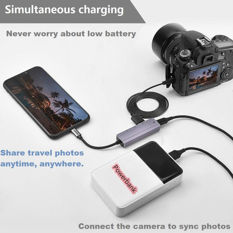 sunshot SD TF Card Reader Hub, 4in1 USB Camera Adapter with USB Female OTG Cable, Charging and Slot Card, Compatible with Phone12/11/Xs/Xr/X & Pad, Support USB Disk, Mouse, Keyboard, Hubs, MIDI (Gray) Gray - LeoForward Australia