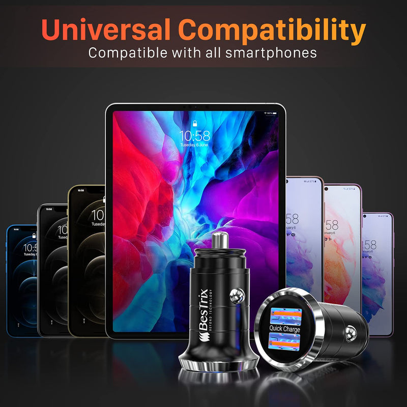  [AUSTRALIA] - Bestrix Car Charger, Dual Port USB Quick Charge 4.0, 5A/30W Fast Charging, Car USB Charger Adapter, Compatible with Any iPhone14 13 12 /iPad/Samsung Galaxy S22 S21 S20 S10 S9 S8 Note LG Nexus