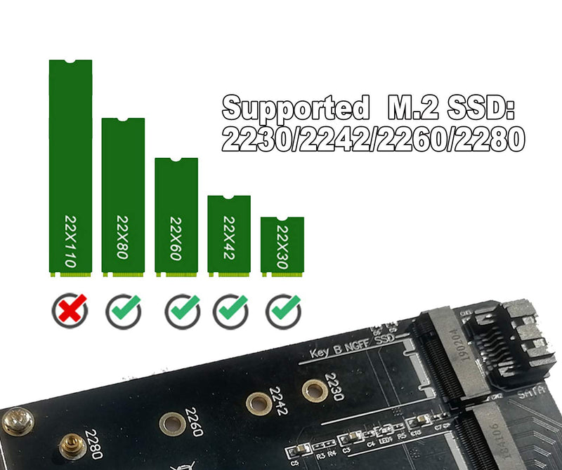  [AUSTRALIA] - Valuegist Dual M.2 PCIE Adapter for SATA or PCIE NVMe SSD, M.2 SSD NVME (m Key) and SATA (b Key) 2280 2260 2242 2230 to PCI-e 3.0 x 4 Host Controller Expansion Card (MKeyBkey) MKeyBkey