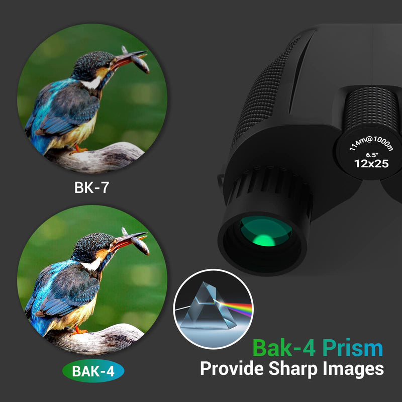  [AUSTRALIA] - 12X25 Compact Binoculars for Adults, Grand-Eyepiece BAK4 FMC High Power Binocs Lightweight for Bird Watching Sightseeing Traveling