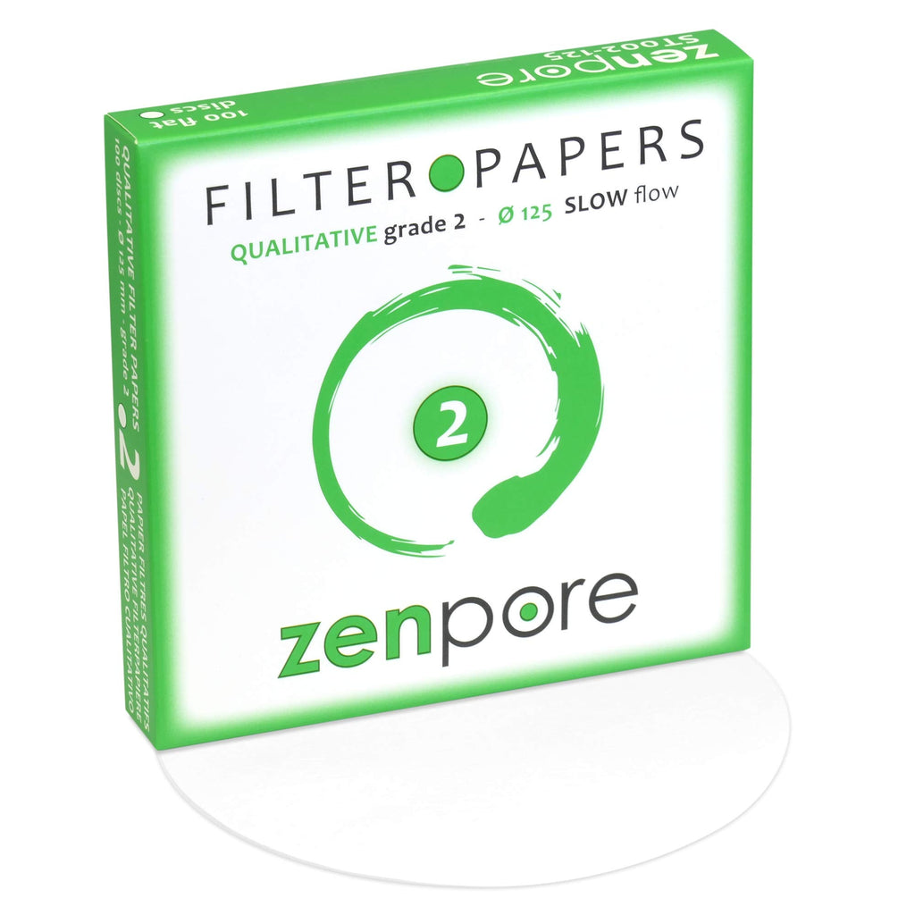  [AUSTRALIA] - 12.5 cm Lab Filter Paper, Standard Qualitative Grade 2 - ZENPORE Slow Flow 125 mm (100 Discs) 12.5 cm diameter