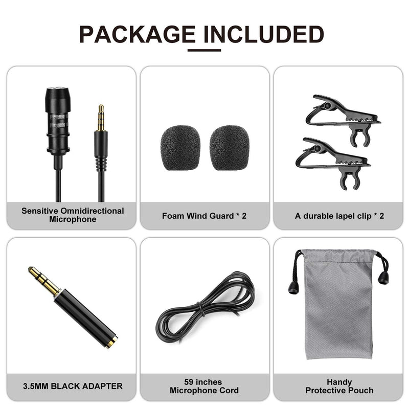 3.5mm Lavalier Microphone, 360°Omnidirectional Professional Condenser Mic Compatible with iPhone/MacBook/Android/PC/DLSR for Interview, Studio, Video, Vlogging,YouTube,Recording Meeting - LeoForward Australia
