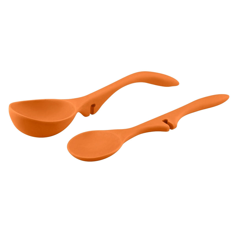 Rachael Ray Kitchen Tools and Gadgets Nonstick Utensils/Lazy Spoon and Ladle, 2 Piece, Orange - LeoForward Australia