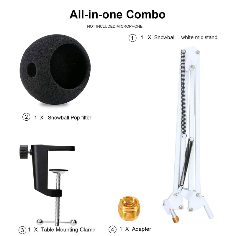  [AUSTRALIA] - YOUSHARES Mic Stand with Pop Filter - Microphone Boom Arm Stand with Foam Cover Windscreen Compatible with white Blue Snowball iCE Mic by YOUSHARES