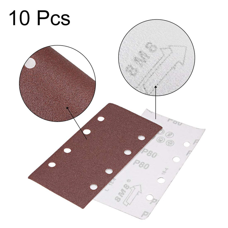  [AUSTRALIA] - uxcell 80 Grit 1/3 Sanding Sheet Sander Sandpaper Hook and Loop Pads 8 Hole 10pcs