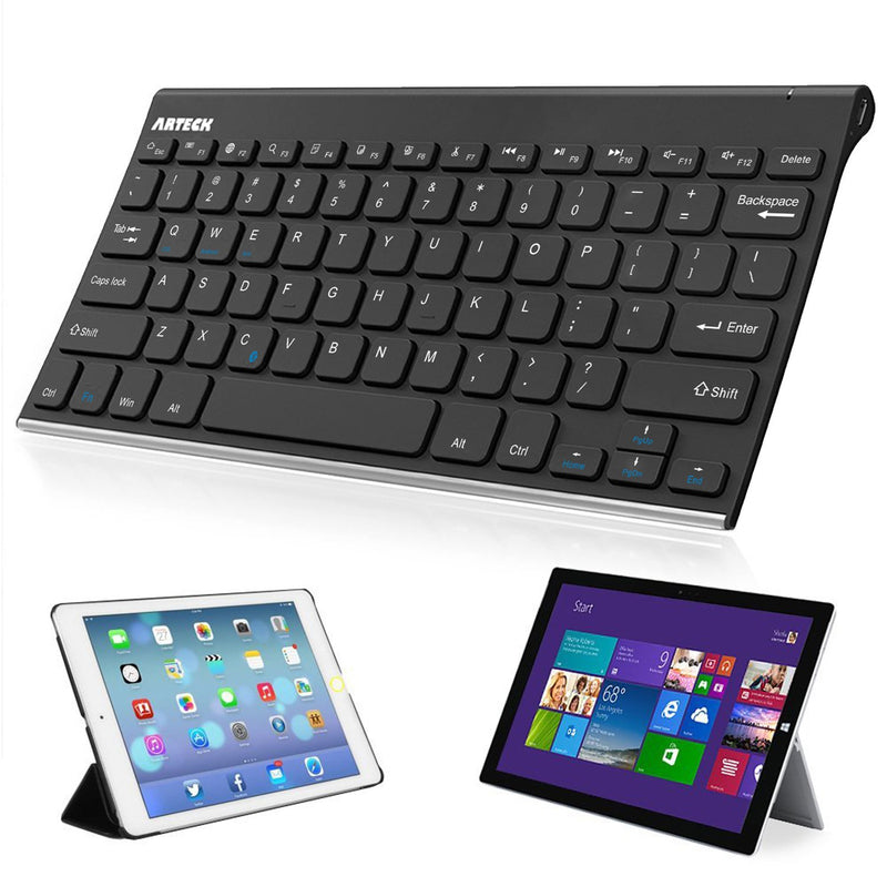  [AUSTRALIA] - Bluetooth Keyboard, Arteck Stainless Steel Universal Portable Wireless Bluetooth Keyboard for iOS iPad Air, Pro, iPad Mini, Android, MacOS, Windows Tablets PC Smartphone Built in Rechargeable Battery