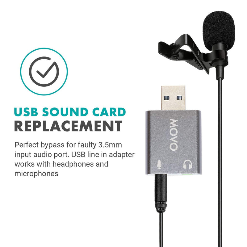  [AUSTRALIA] - Movo USB-AC1 3.5mm TRRS Microphone to USB 2.0 Stereo Digital Audio Converter - USB Sound Card Adapter for Computer or Laptop - Convert USB Input to 3.5mm TRRS Headphone or Mic Jack