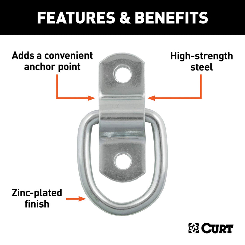  [AUSTRALIA] - CURT 83730 1-Inch x 1-1/4-Inch Surface-Mounted D-Ring Tie Down Anchor, 1,200 lbs. Break Strength