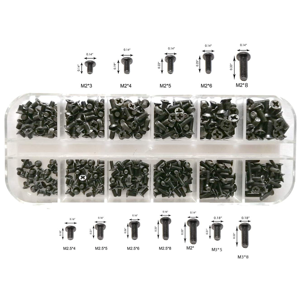  [AUSTRALIA] - Persberg 360pcs 12sizes Laptop Notebook Tiny Computer Replacement electronic Screws Assortment Kit Black,M2 M2.5 M3,for Lenovo Toshiba Gateway Samsung HP IBM Dell Sony Acer Asus SSD HardDisk SATA(169)