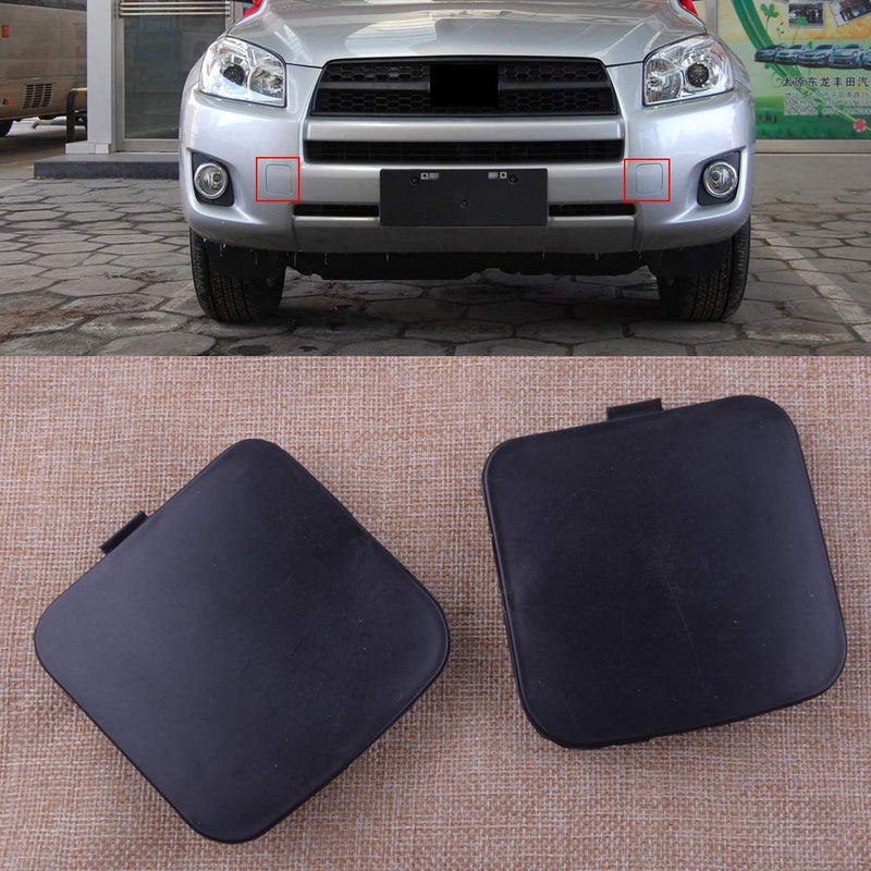  [AUSTRALIA] - CITALL 2pcs Front Left & Right Bumper Trailer Tow Hook Eye Covers Caps Fit For Toyota RAV4 2009-2012 (Fulfilled by Amazon) Fulfilled by Amazon