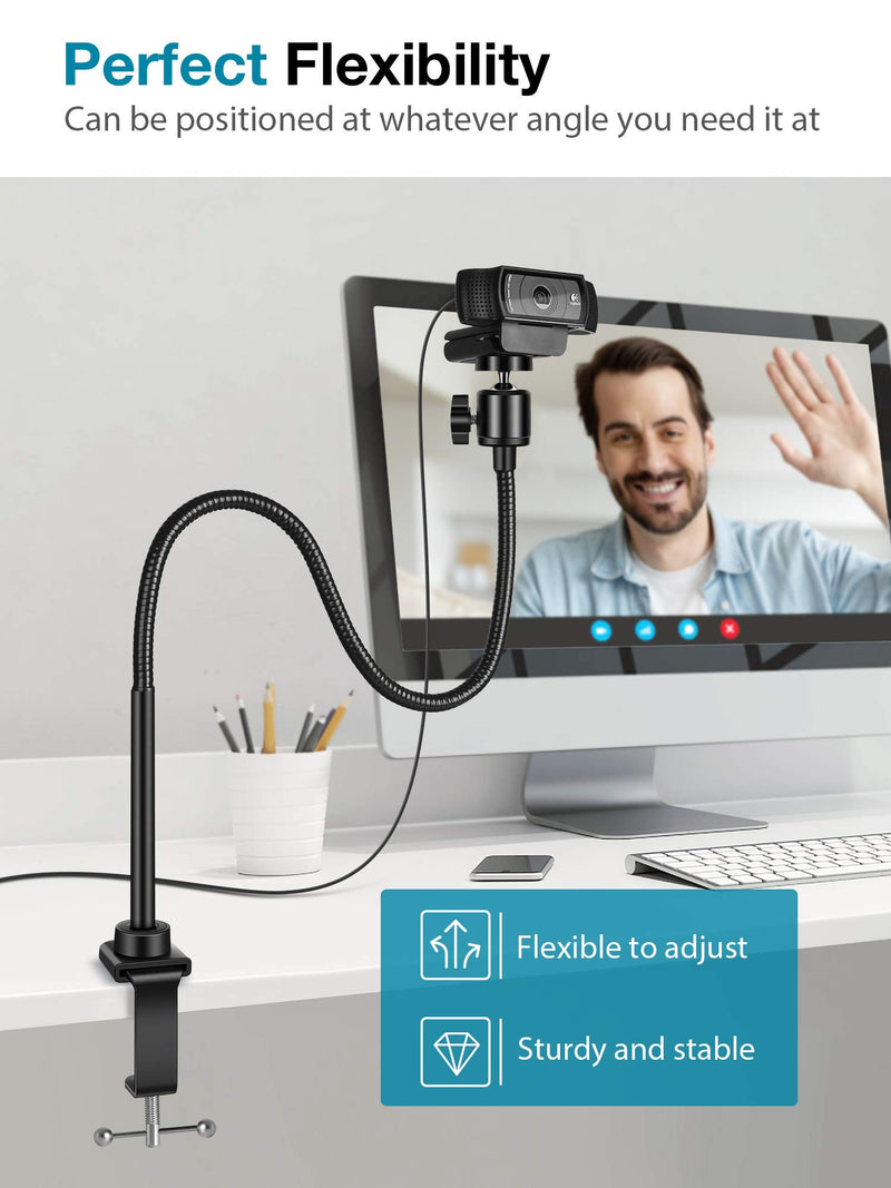 InnoGear 25 Inch Webcam Stand, Flexible Cell Phone Stand Desk Mount Camera Stand Gooseneck for Logitech Webcam BRIO C920 C920S C922 C922x C925e C930 C930e C615 - LeoForward Australia