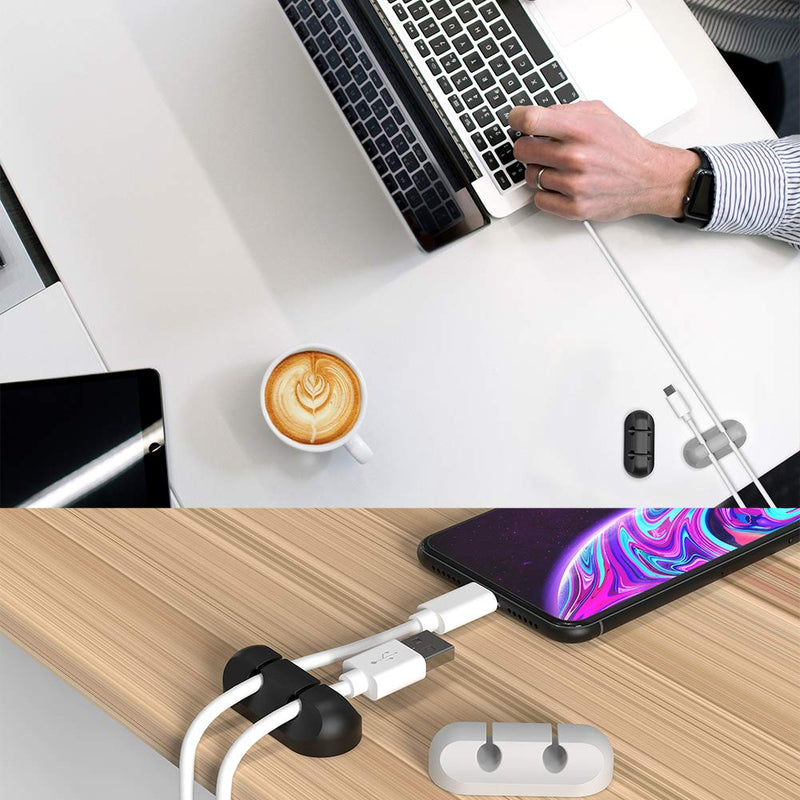  [AUSTRALIA] - 7 Packs Cable Clips, Simr Cord Organizer Cable Management for Desktop Charging Power Cable Cords Mouse Computer Nightstand Desk Wire Organizer, Self Adhesive Cord Holders (Black) Black