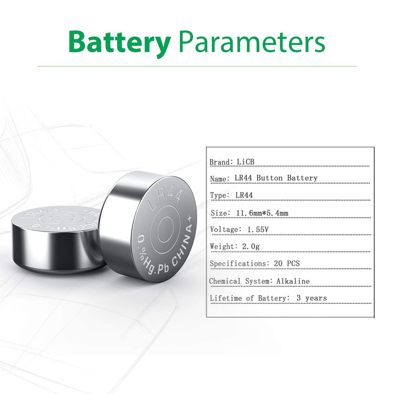 LiCB 20 Pack LR44 AG13 357 303 SR44 Battery 1.5V Button Coin Cell Batteries - LeoForward Australia