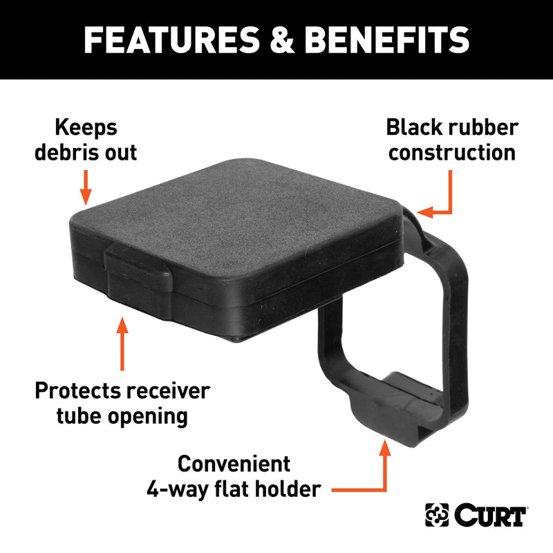  [AUSTRALIA] - CURT 21728 2-Inch Receiver Rubber Trailer Hitch Cover with 4-Way Flat Wiring Holder