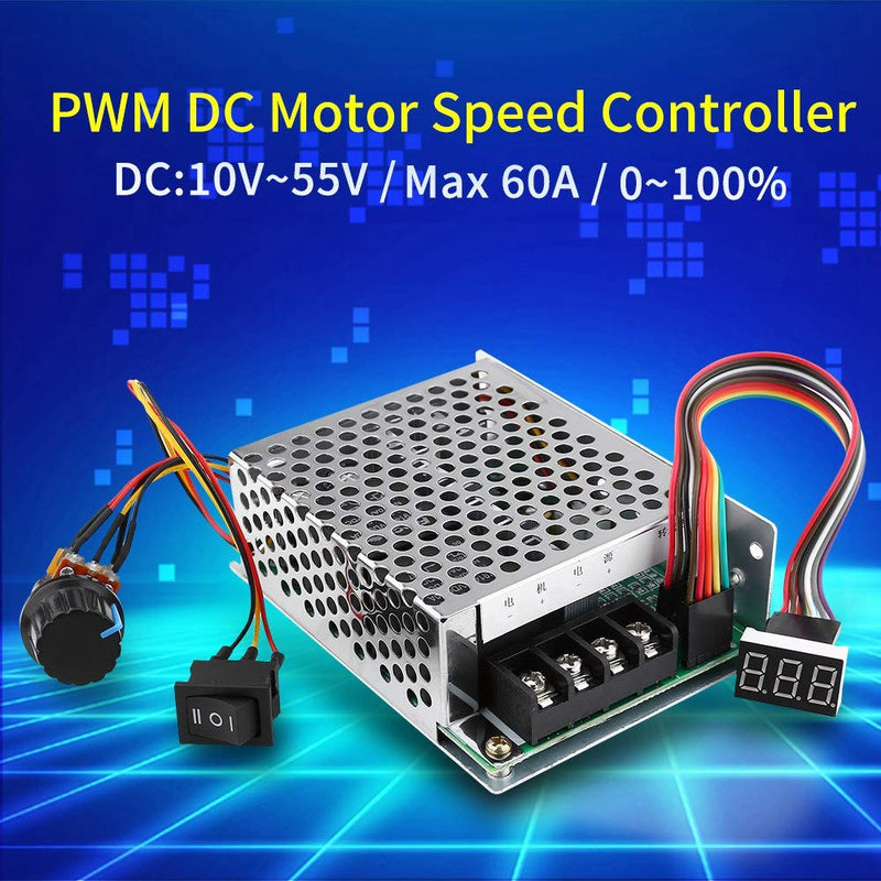  [AUSTRALIA] - DC Motor Speed Controller, DC10V-55V PWM Reversible and Adjustable Stepless Regulator Brushed DC Motor Speed Controller with Display