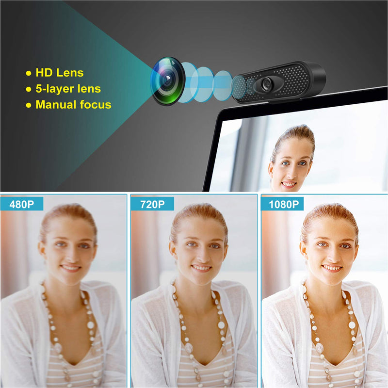  [AUSTRALIA] - 1080P Full HD Webcam with Mic,Laptop Desktop Computer Camera for Online Video Education, Portable Camera, USB PC Webcam for Video Call, Recording, Meeting, Games,Skype OBS,Mac YouTube