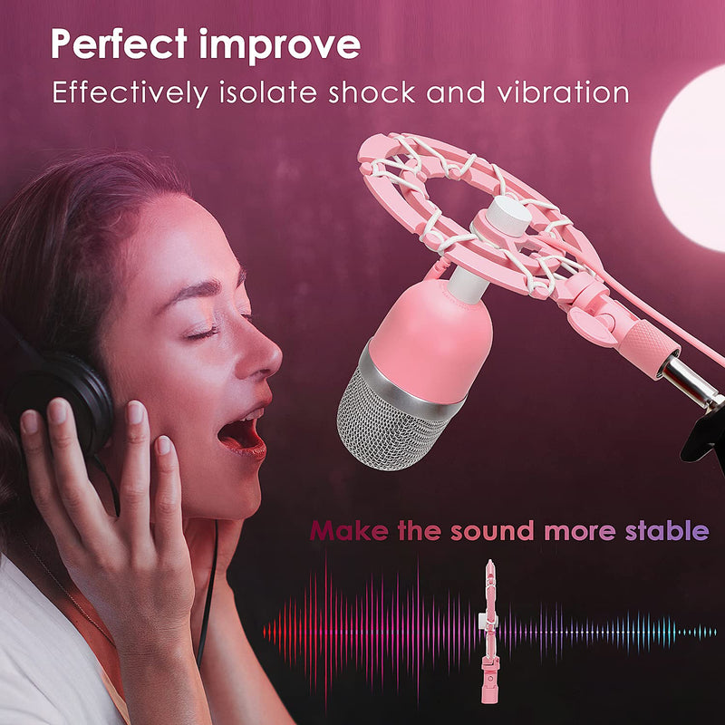  [AUSTRALIA] - YOUSHARES Pink Shock Mount - Shockmount Advanced Vibration Blocking, Noise Repelling Matching Mic Boom Arm Stand Compatible with Pink Razer Seiren Mini Microphone