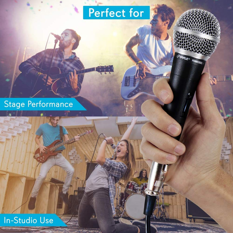  [AUSTRALIA] - Pyle Professional Dynamic Vocal Microphone - Moving Coil Dynamic Cardioid Unidirectional Handheld Microphone with ON/OFF Switch Includes 15ft XLR Audio Cable to 1/4'' Audio Connection - PDMIC59