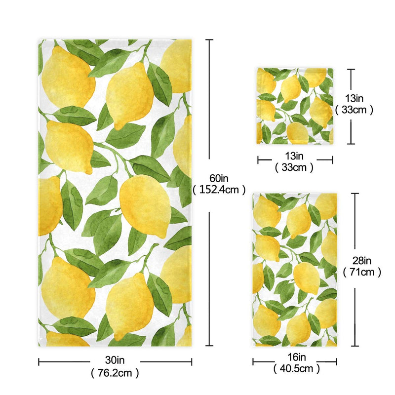  [AUSTRALIA] - Vdsrup Lemon Towels Set of 3 Summer Lime Leaves Hand Towel Tropical Fruits Bath Towel Washcloth Soft Thin Face Guest Towel Kitchen Tea Dish Towels Bathroom Decorations Housewarming Gifts