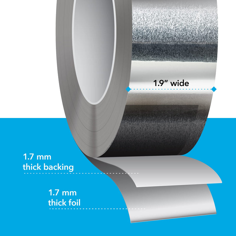  [AUSTRALIA] - [150 Feet / 50 Yards] 1.9 Inch Wide Aluminum Tape/Aluminum Foil Tape – Professional/Contractor-Grade - Excellent Sealing & Patching Hot and Cold HVAC, Duct, Pipe, Insulation Home and Commercial