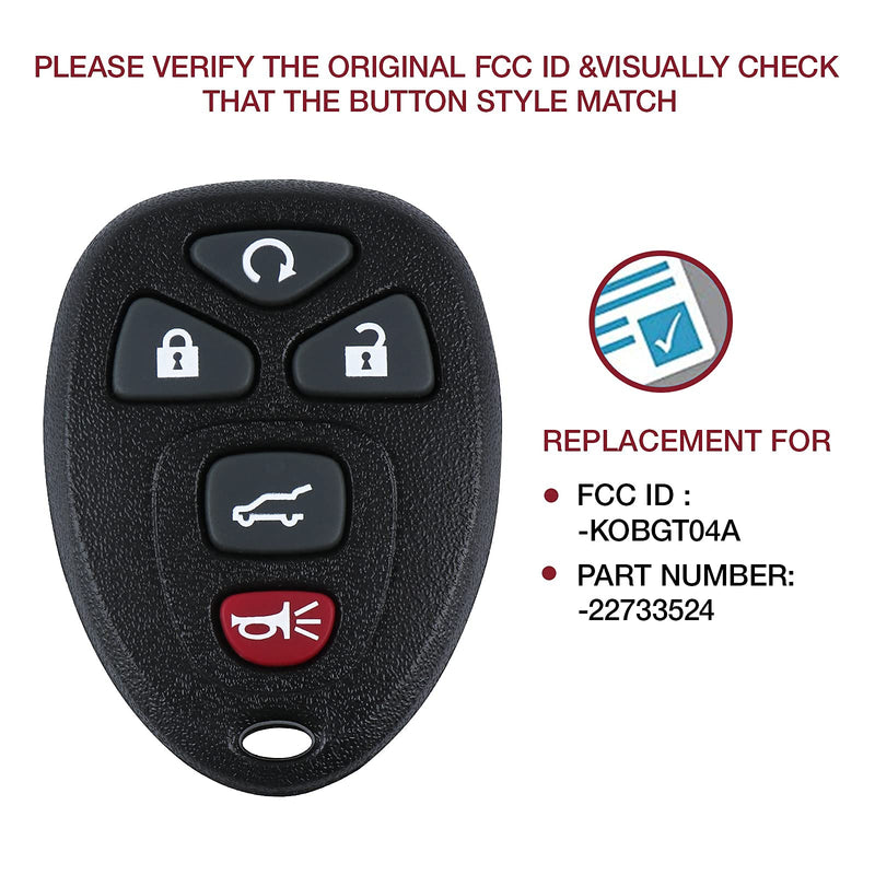 Remote Key Fob Control Replacement for 07-2016 GMC Acadia Yukon,07-2014 Chevy Tahoe Suburban Cadillac Escalade,09-2017 Chevrolet Traverse Buick Enclave(OUC60270, OUC60221) 5btn 2 Pack 5-btn x2 - LeoForward Australia