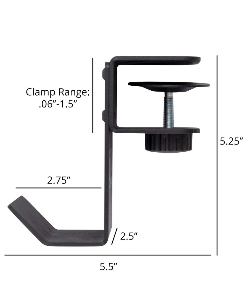  [AUSTRALIA] - Stand Up Desk Store Clamp-On Under Desk Headphone Hanger, Backpack Hook, and Purse Holder - Black