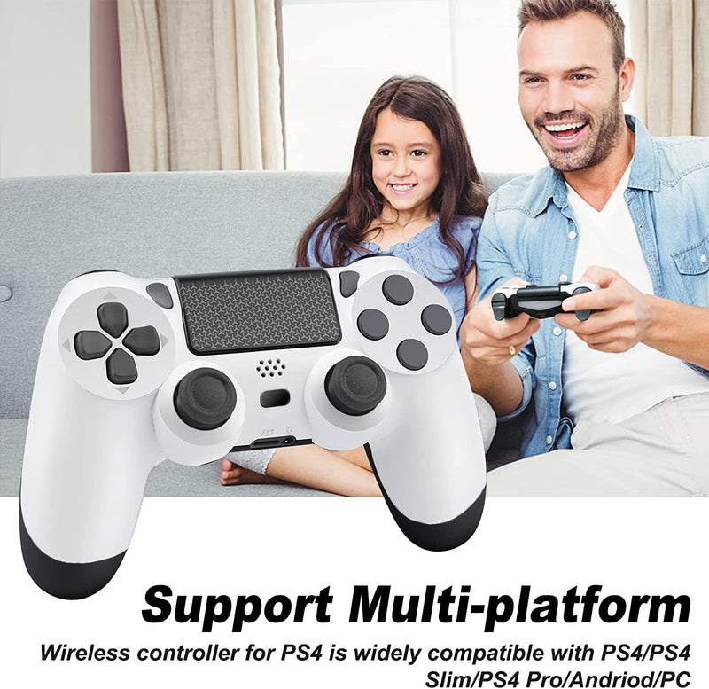 [AUSTRALIA] - Wireless Controller for PS-4, BRAV Gamepad Joystick for PS-4/PS-4 Slim with Enhanced Dual Vibration/Analog Sticks/6-Axis Motion Sensor-White&Black white-bk