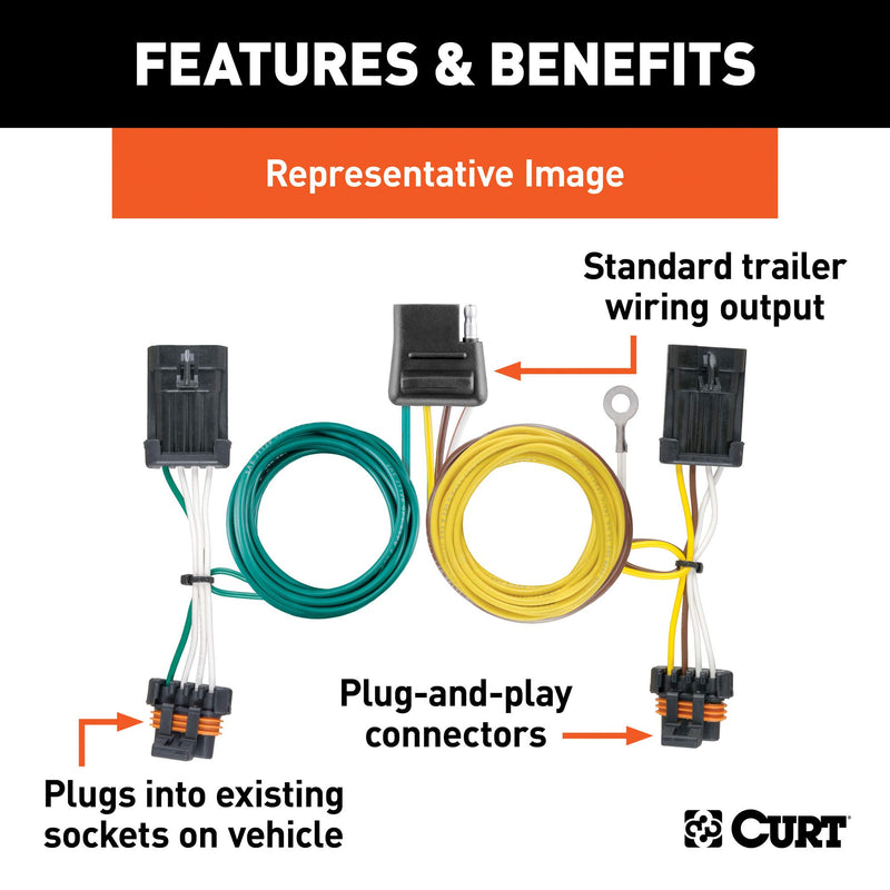  [AUSTRALIA] - CURT 55329 Vehicle-Side Custom 4-Pin Trailer Wiring Harness for Select Dodge Ram 2500, 3500, Dodge Dakota