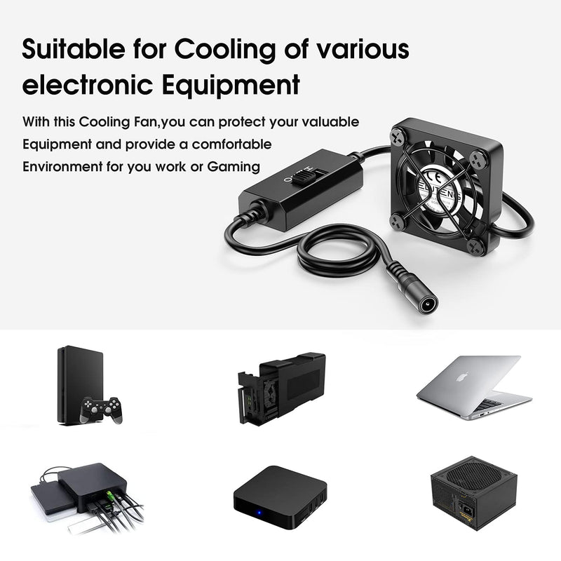  [AUSTRALIA] - ELUTENG 40mm Fan 12V 1A Power Supply PC Radiating with 3 speeds 40mm * 40mm * 10mm Case Fan Max 6500RPM DC Cooling Blower Compatible with Computer / TV Box / AV Cabinet / Router Multi-Way 0.4m