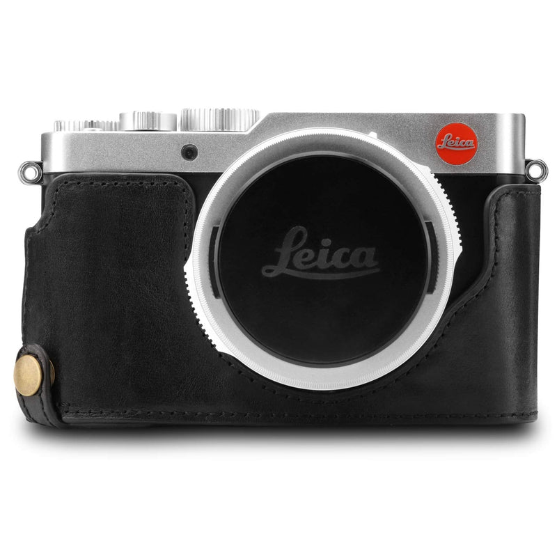  [AUSTRALIA] - MegaGear Ever Ready Genuine Leather Camera Case Compatible with Leica D-Lux 7 Black
