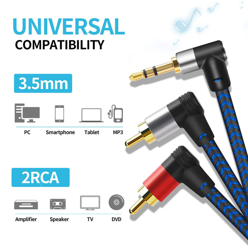 3.5mm to RCA Cable 25ft, LDKCOK 3.5mm Male to 2RCA Male Stereo Audio Adapter Coaxial Cable Pure Cotton Knitting AUX RCA Y Cord for Smartphones, MP3, Tablets, Speakers, HDTV - LeoForward Australia