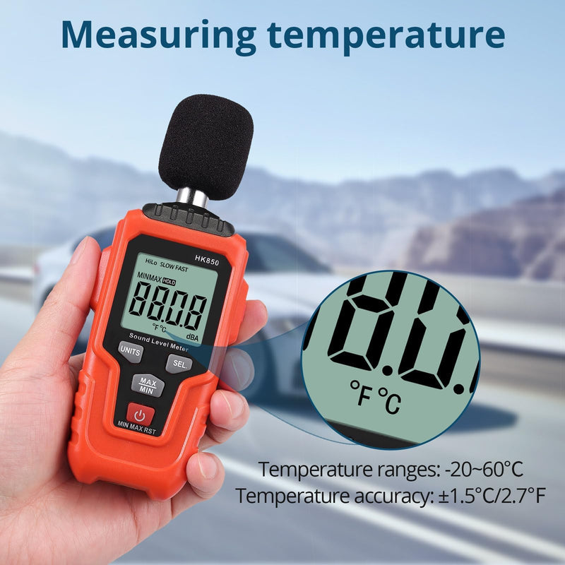  [AUSTRALIA] - ALLmeter Decibel Meter 35-135dB(A) DB Meter Sound Level Meter Digital Portable Sound Level Meter with LCD Display Backlight Max/Min/Data Hold for Home Factory