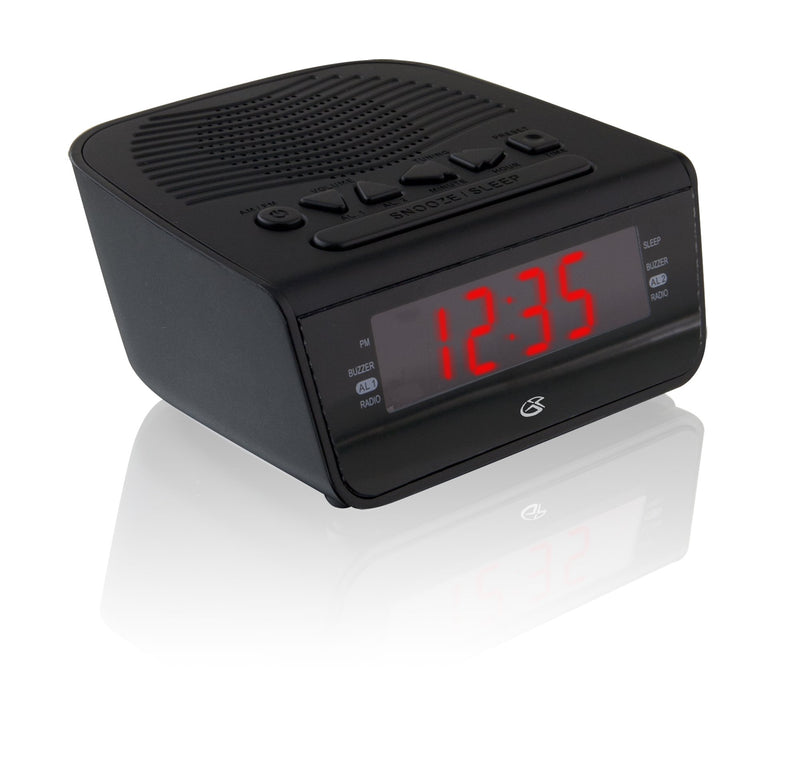 GPX C224B Dual Alarm Clock AM/FM Radio with Red LED Display (Black) - LeoForward Australia