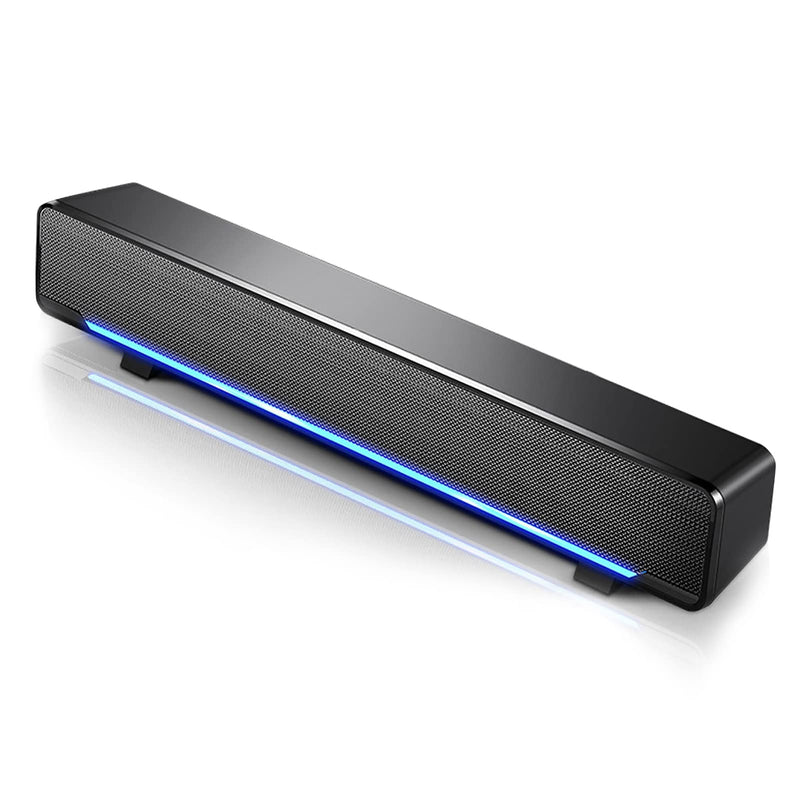  [AUSTRALIA] - USB Wired Stereo Soundbar Music Player,Portable Bass Surround Sound Box,3.5mm Input Soundbar with 3D Stereo Sound and LED Breathing Light for Desktop/Laptop/Smartphone/Tablet PC/MP3/MP4 Black