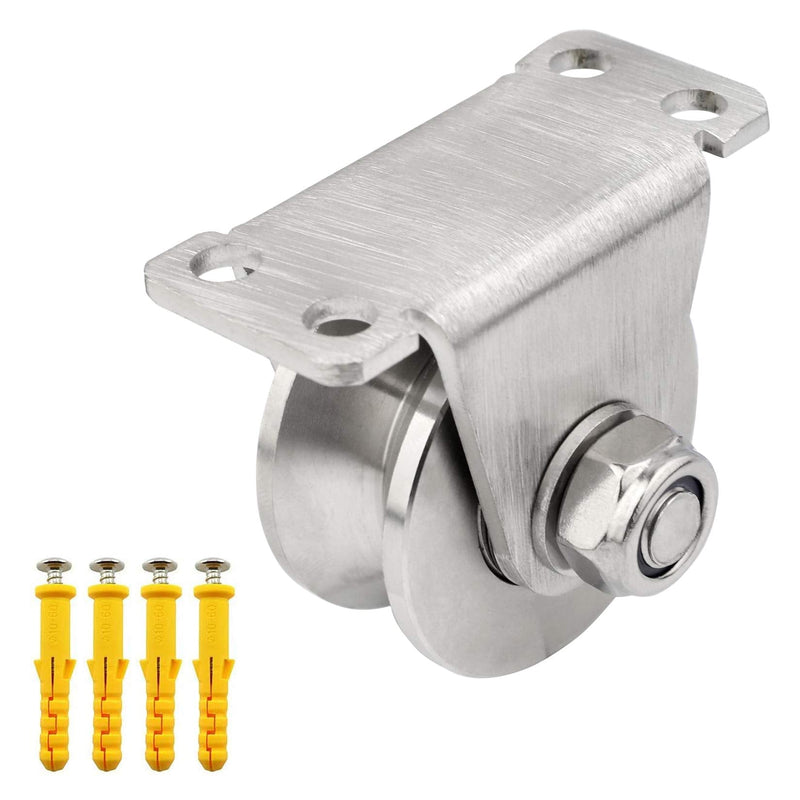  [AUSTRALIA] - BNYZWOT 1 Piece Groove Wheel Pulley 304 Stainless Steel Pulley Block Super Silent Detachable Duplex Bearing for DIY Gym Equipment, Sliding Gate with Mounting Screws and Expansion Pipes V Type V Groove Type