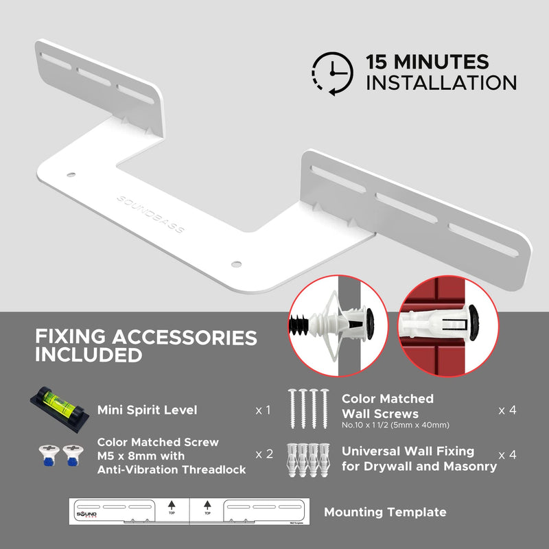  [AUSTRALIA] - Soundbar Mount for Sonos Beam Compatible with Generation 1 & 2 Sonos Beam Sound Bar Includes All Necessary Mounting Hardware, Mounts Bracket, White