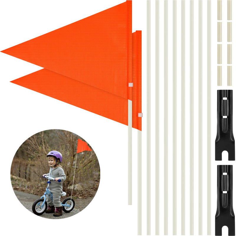  [AUSTRALIA] - Tatuo 2 Pieces 6 ft Bike Safety Flag with Pole, Safety Flag with Bicycle Mounting Bracket Adjustable Height Fiberglass Pole Polyester Full Color Waterproof Safety Flag (Orange) Orange