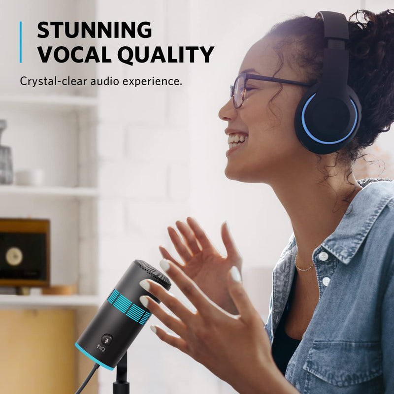  [AUSTRALIA] - Anker PowerCast M300, USB Microphone for pc, Vocals Quality in Streaming, Gaming,Twitch,YouTube, Headphone Output, gain Control and Mute, Plug and Play Compatible for Devices