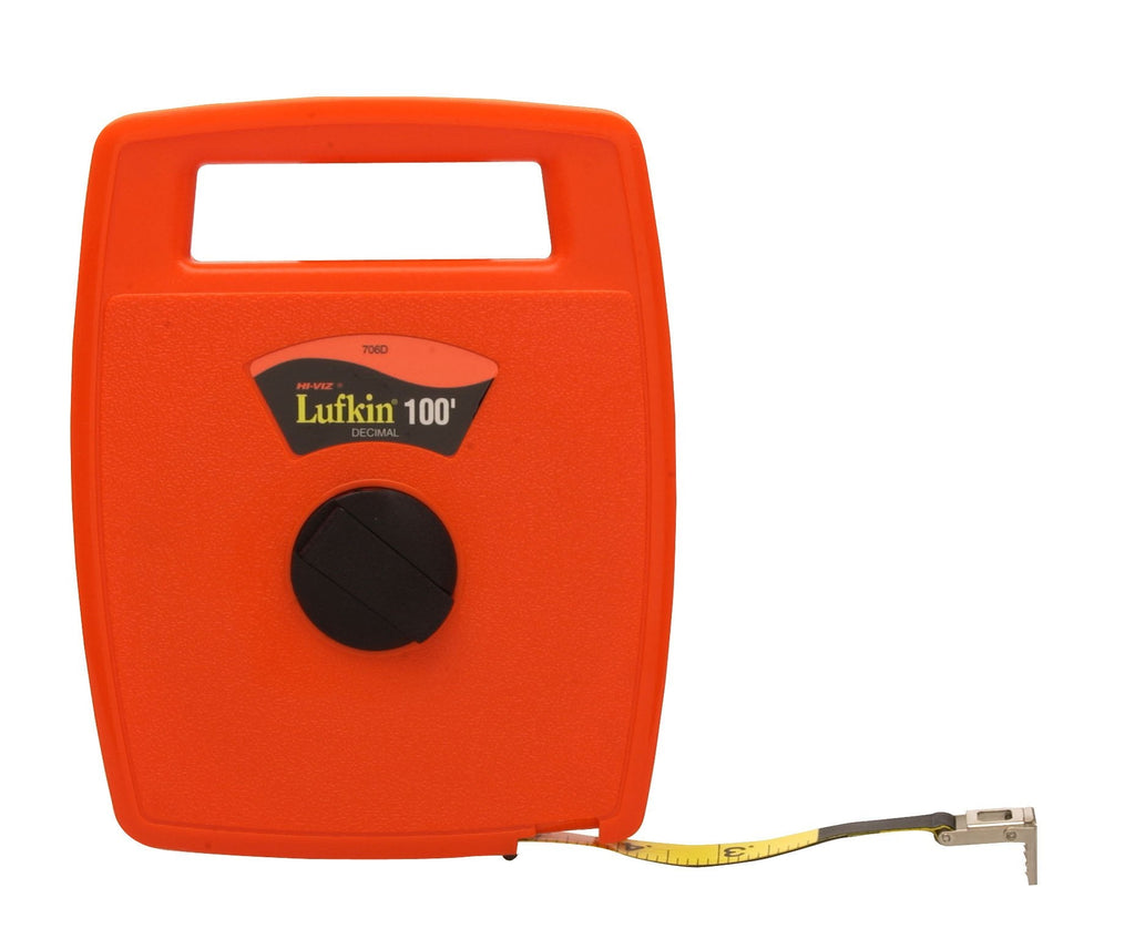  [AUSTRALIA] - Crescent Lufkin 1/2" x 100' Hi-Viz® Orange Linear Engineer's Fiberglass Tape Measure - 706D