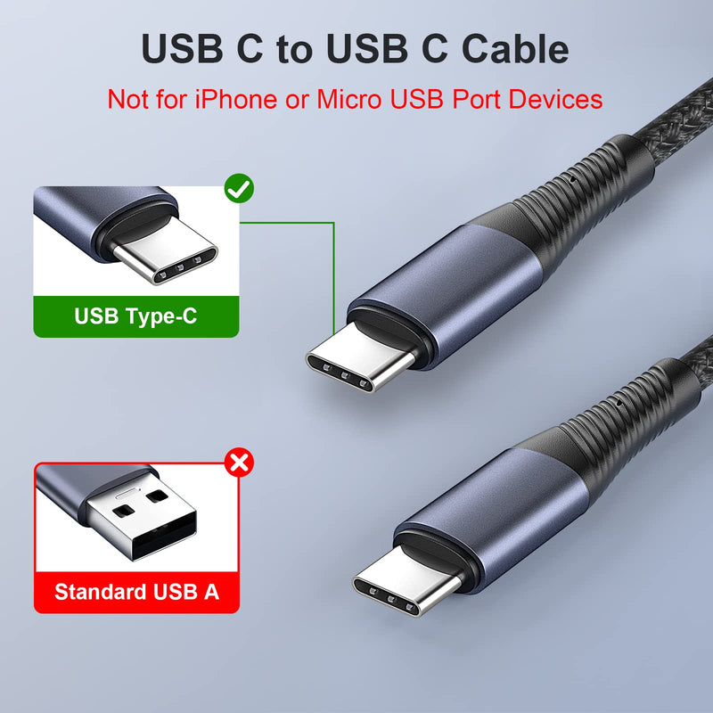  [AUSTRALIA] - USB C to USB C Cable 10ft, Deegotech 2-Pack 100W 5A Nylon Braided Type C Charger Fast Charging for MacBook, Type C to Type C Cable Compatible with iPad Pro, MacBook Pro/Air, Galaxy S22+ S21 S20