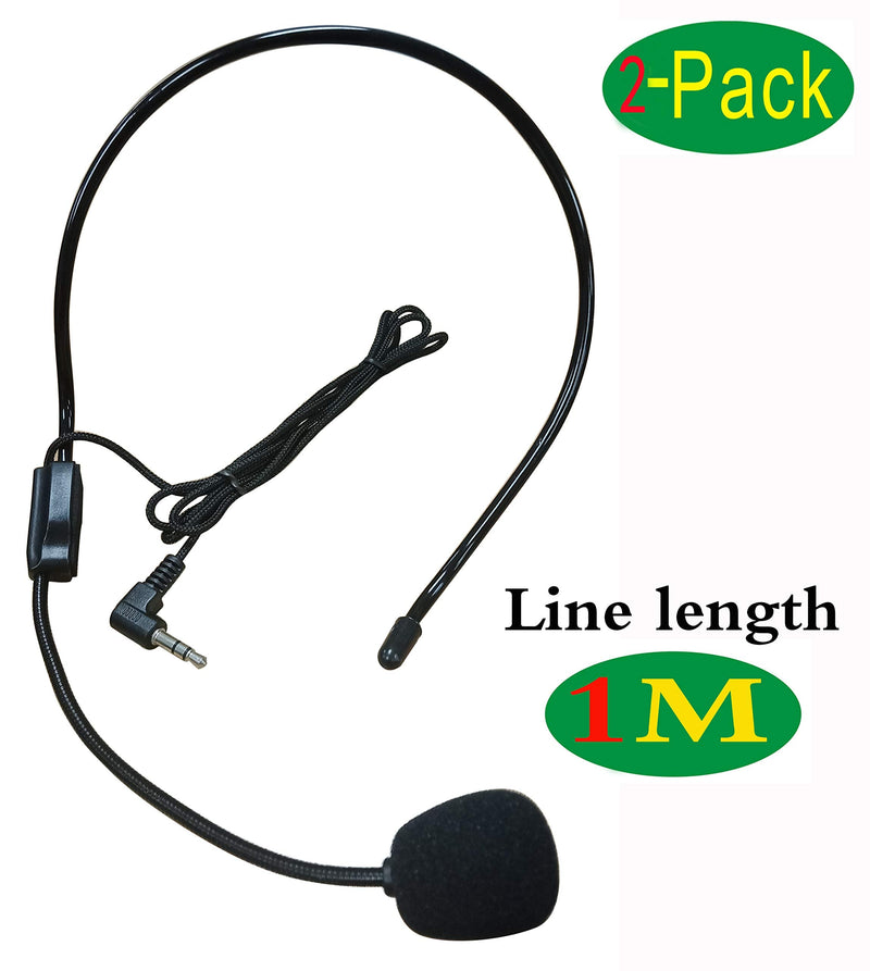  [AUSTRALIA] - zdyCGTime 3.5mm Audio Male to Portable Headworn Microphone for Mic System,Voice Amplifier,Speakers,Teachers, conferences, speeches, Drama Performances, Tour Guides（2pack-1M 1M