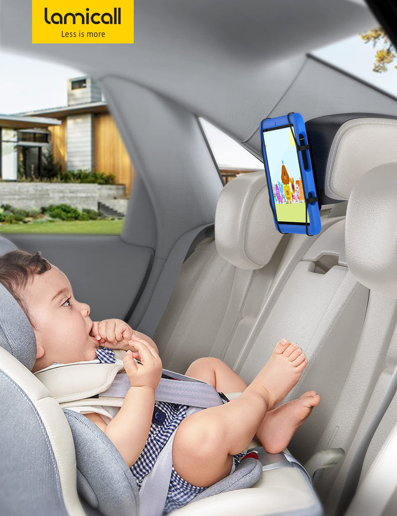  [AUSTRALIA] - Lamicall Car Headrest Tablet Holder - 2023 Upgrade 360° Rotation Tablet Car Mount for Back Seat, Road Trip Essentials for Kids Backseat Tablet Holder, for 7.9~11 inch Tablets Like iPad Pro, Fire HD
