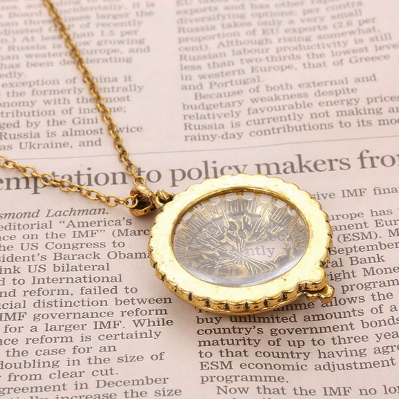 Sherry Magnifiers 5X Antique Hanging Magnifier Hollow Out Necklace Pendant Map Reading Magnifying Glass (Gold 02) Gold 02 - LeoForward Australia
