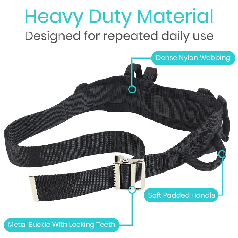  [AUSTRALIA] - Vive Transfer Belt with Handles - Medical Nursing Safety Gait Patient Assist - Bariatric, Pediatric, Elderly, Handicap, Occupational & Physical Therapy - PT Gate Strap Quick Release Metal Buckle