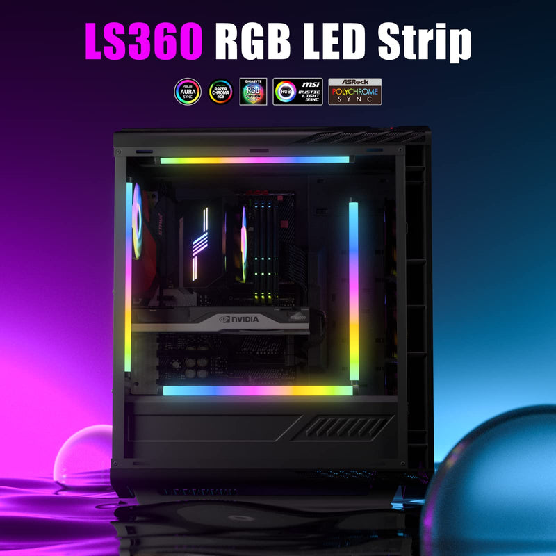  [AUSTRALIA] - upHere ARGB LED Strip for PC with 5V 3-pin ARGB LED Header and SATA Adapter,Compatible with Aura SYNC, Gigabyte RGB Fusion, MSI Mystic Light Sync(360MM/14.17IN) 360MM/14.17IN