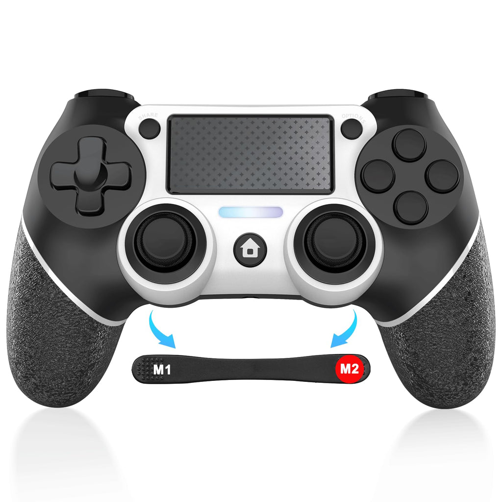  [AUSTRALIA] - AantnaSR for PS4 Controller Wireless, with USB Cable,600mAh Battery,Dual Vibration,6-Axis Motion Control,3.5mm Audio Jack,Multi Touch Pad,Share Button, PS4 Controller Compatible with PS4/Slim/Pro/PC black-white-controller