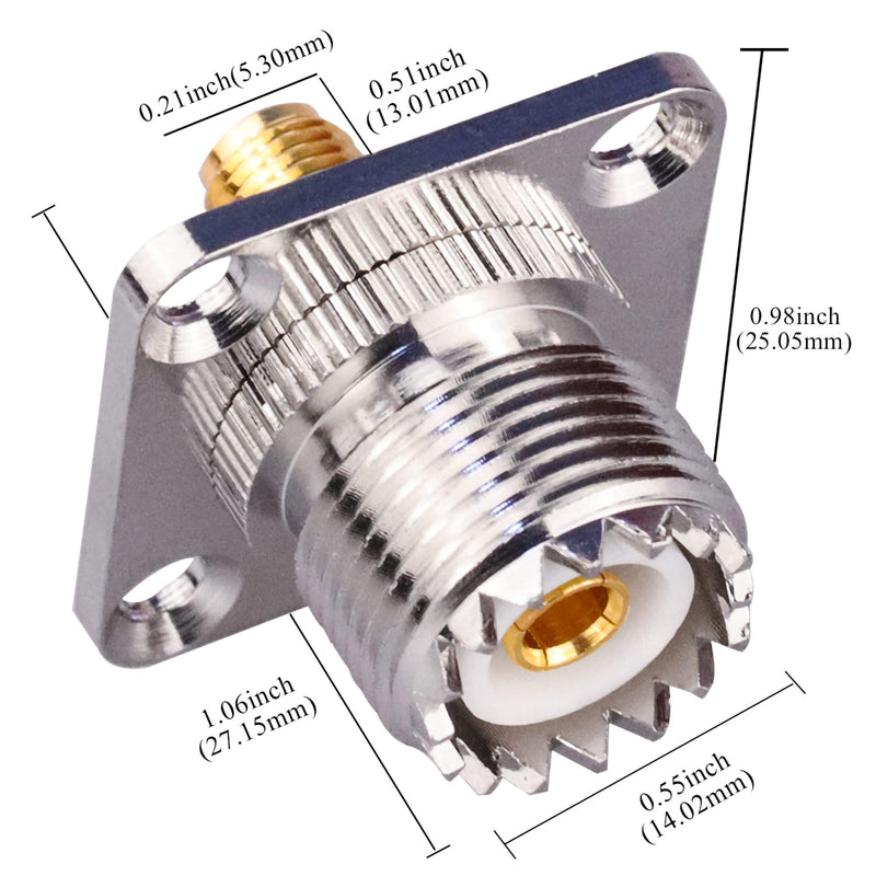  [AUSTRALIA] - TUOLNK SMA Female to UHF Female Jack Panel Chassis Mount RF Coax Adapter SO239 PL259 UHF to SMA 4-Hole Flange Panel Mount Adapter for Jumper Cable SMA to UHF RF Coaxial Connector 2 Pack