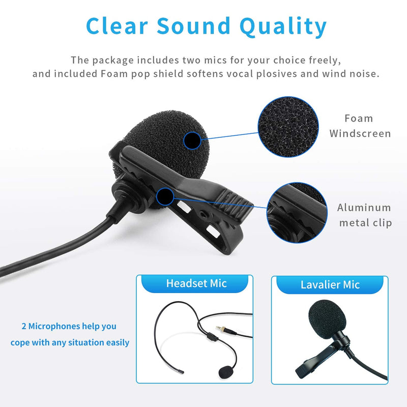  [AUSTRALIA] - Wireless Lavalier Microphone System, Alilong Wireless Headset Mic for Teaching, Rechargeable Lapel Mic with for DSLR Camera, PA Speaker, Mixer, Recorder, Recording