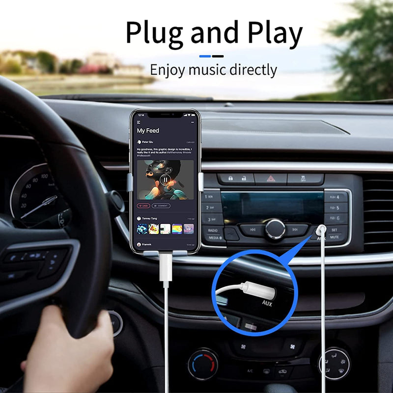  [AUSTRALIA] - iSkey Aux Cord for iPhone, 3.5mm Aux Cable for Car Compatible with iPhone 13 12 11 XS XR X 8 7 6 iPad iPod for Car Home Stereo, Speaker, Headphone, Support All iOS Version - 3.3ft (White) White