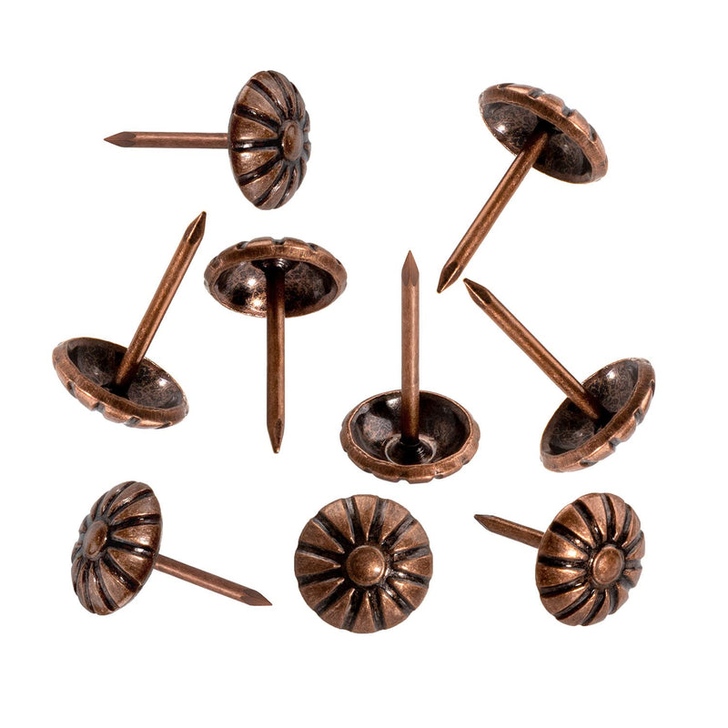  [AUSTRALIA] - Upholstery Tacks for Decorative, Furniture Tacks Nails for Upholstery Decorative, 7/16 Inch Upholstery Nails for Furniture DIY Decorative, Daisy Upholstery Tacks Red Copper,100PCS 100